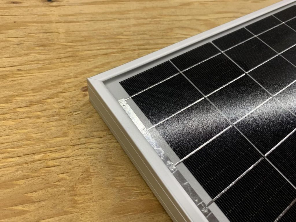 The frame of the Newpowa 100W mono solar panel